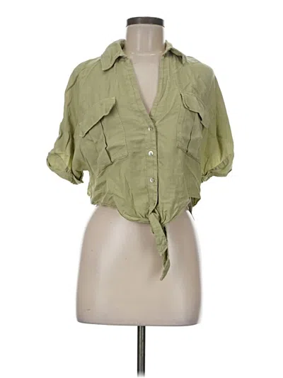 Pre-owned Zara Short Sleeve Blouse In Green