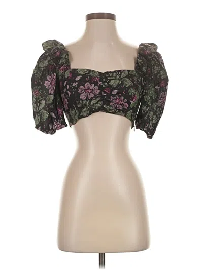Pre-owned Zara Short Sleeve Blouse In Green