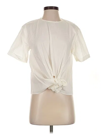 Pre-owned Zara Short Sleeve Blouse In Ivory