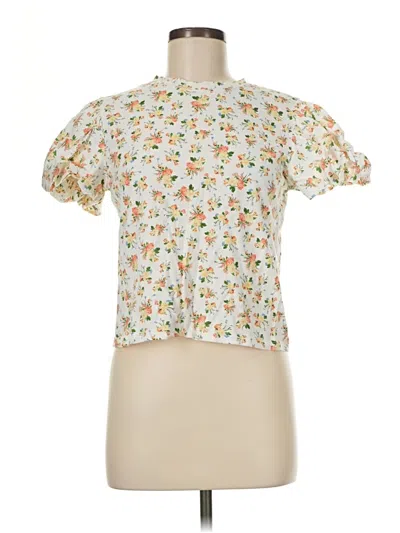 Pre-owned Zara Short Sleeve Blouse In Ivory
