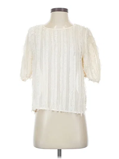 Pre-owned Zara Short Sleeve Blouse In Ivory