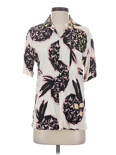 Pre-owned Zara Short Sleeve Blouse In Ivory