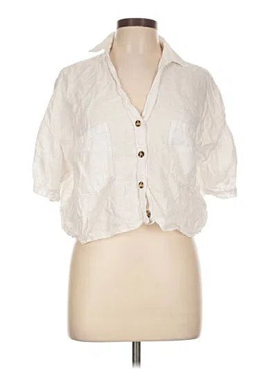 Pre-owned Zara Short Sleeve Blouse In Ivory