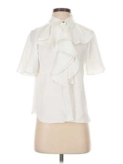 Pre-owned Zara Short Sleeve Blouse In Ivory