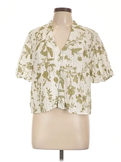 Pre-owned Zara Short Sleeve Blouse In Ivory