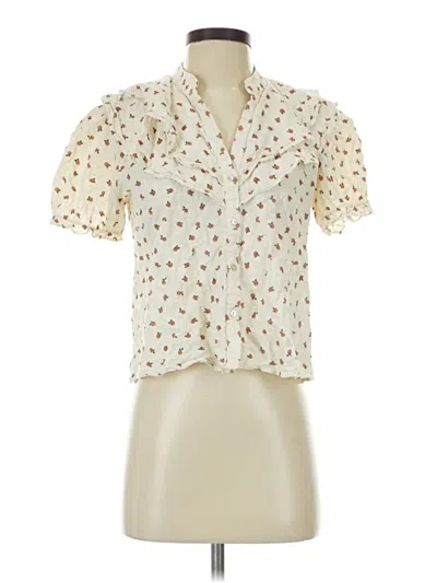 Pre-owned Zara Short Sleeve Blouse In Ivory