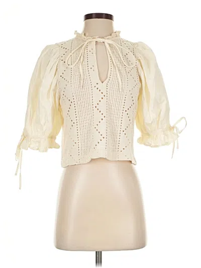 Pre-owned Zara Short Sleeve Blouse In Ivory