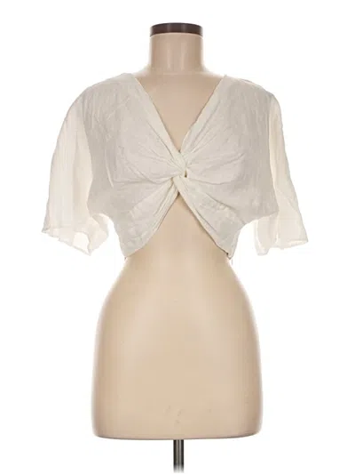 Pre-owned Zara Short Sleeve Blouse In Ivory
