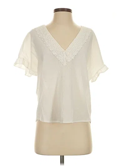 Pre-owned Zara Short Sleeve Blouse In Ivory