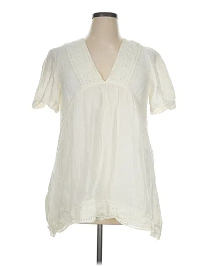 Pre-owned Zara Short Sleeve Blouse In Ivory