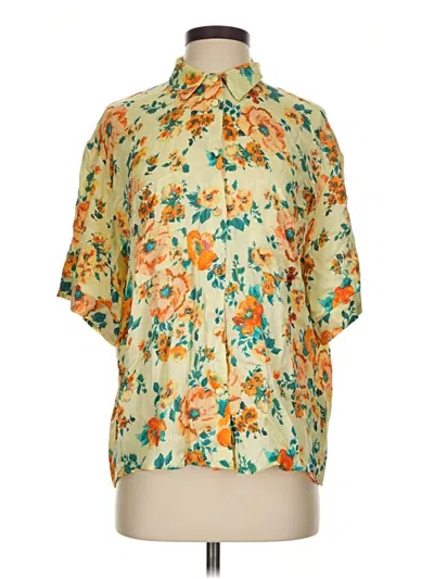 Pre-owned Zara Short Sleeve Blouse In Orange