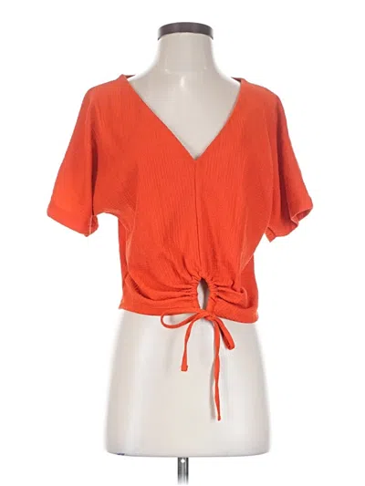 Pre-owned Zara Short Sleeve Blouse In Orange