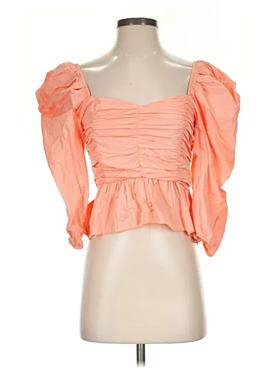 Pre-owned Zara Short Sleeve Blouse In Orange