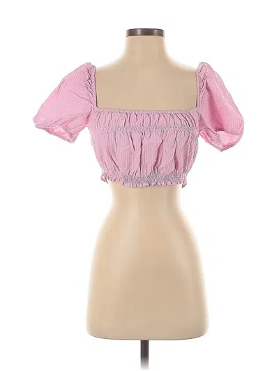 Pre-owned Zara Short Sleeve Blouse In Pink