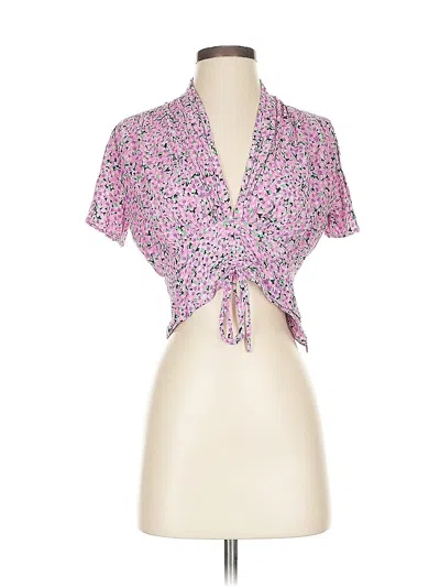 Pre-owned Zara Short Sleeve Blouse In Pink