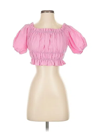 Pre-owned Zara Short Sleeve Blouse In Pink