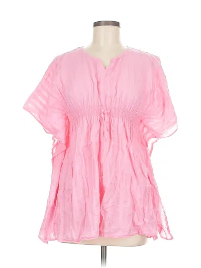 Pre-owned Zara Short Sleeve Blouse In Pink