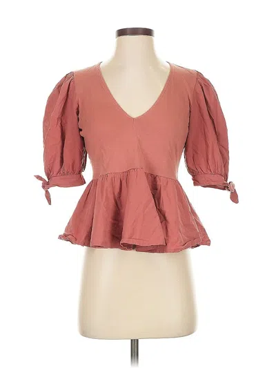 Pre-owned Zara Short Sleeve Blouse In Pink