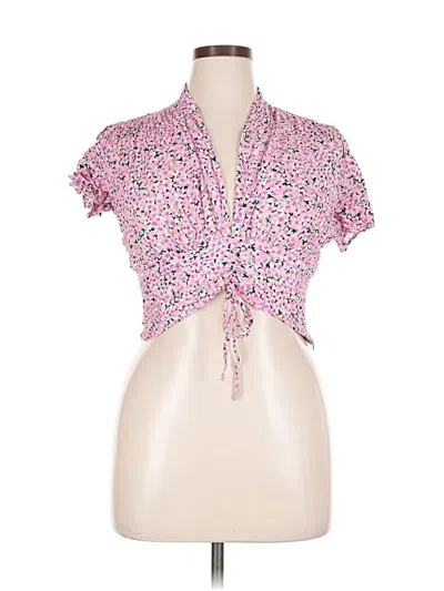 Pre-owned Zara Short Sleeve Blouse In Pink