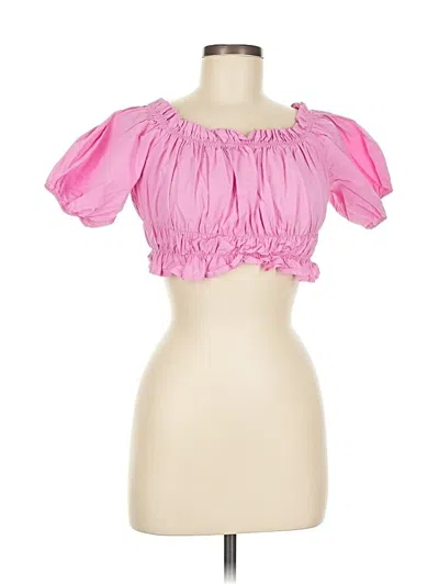 Pre-owned Zara Short Sleeve Blouse In Pink