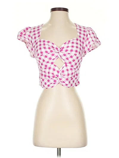 Pre-owned Zara Short Sleeve Blouse In Pink
