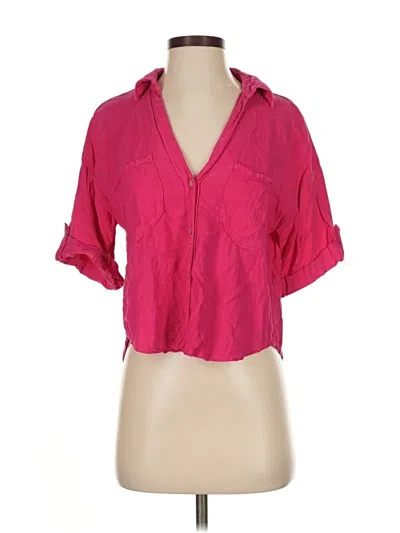 Pre-owned Zara Short Sleeve Blouse In Pink