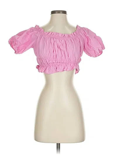 Pre-owned Zara Short Sleeve Blouse In Pink