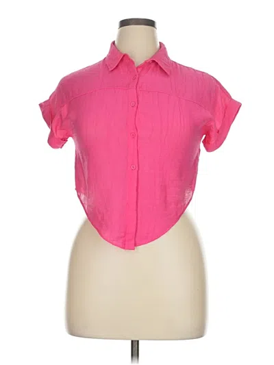 Pre-owned Zara Short Sleeve Blouse In Pink