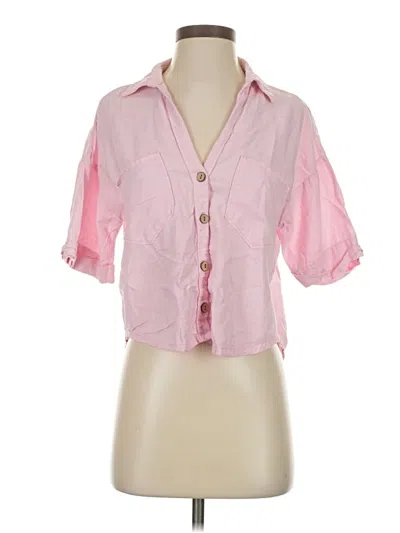 Pre-owned Zara Short Sleeve Blouse In Pink
