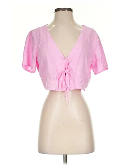 Pre-owned Zara Short Sleeve Blouse In Pink