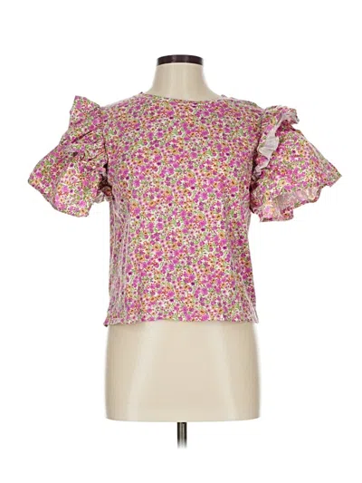 Pre-owned Zara Short Sleeve Blouse In Pink