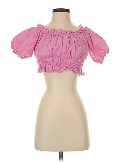 Pre-owned Zara Short Sleeve Blouse In Pink