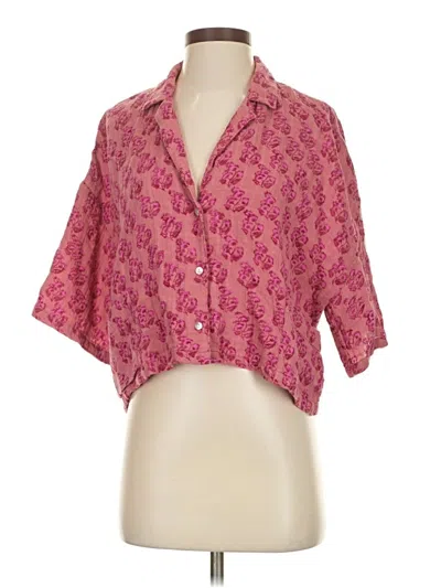 Pre-owned Zara Short Sleeve Blouse In Pink