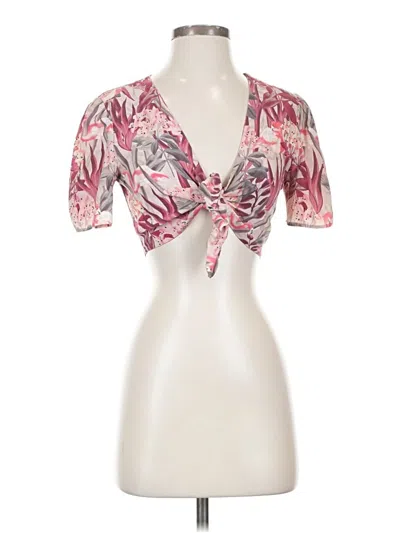 Pre-owned Zara Short Sleeve Blouse In Pink