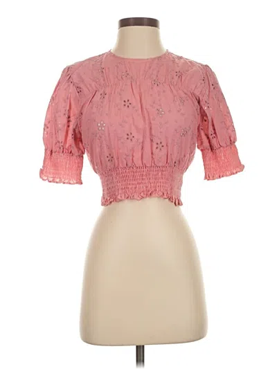 Pre-owned Zara Short Sleeve Blouse In Pink