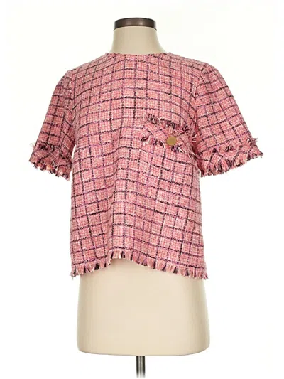 Pre-owned Zara Short Sleeve Blouse In Pink