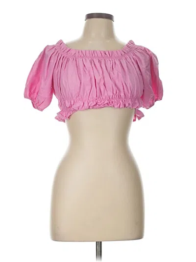 Pre-owned Zara Short Sleeve Blouse In Pink