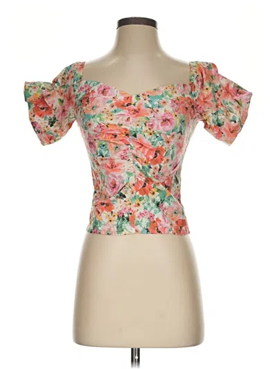 Pre-owned Zara Short Sleeve Blouse In Pink