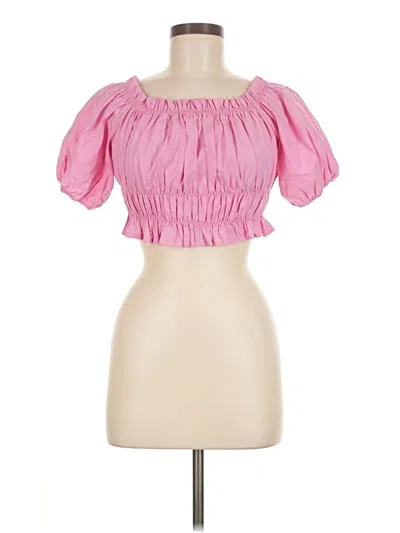 Pre-owned Zara Short Sleeve Blouse In Pink