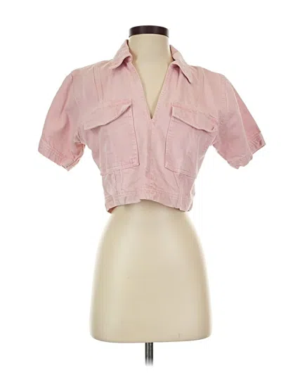 Pre-owned Zara Short Sleeve Blouse In Pink