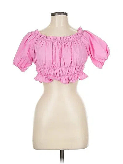Pre-owned Zara Short Sleeve Blouse In Pink