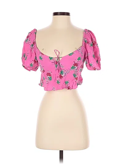 Pre-owned Zara Short Sleeve Blouse In Pink