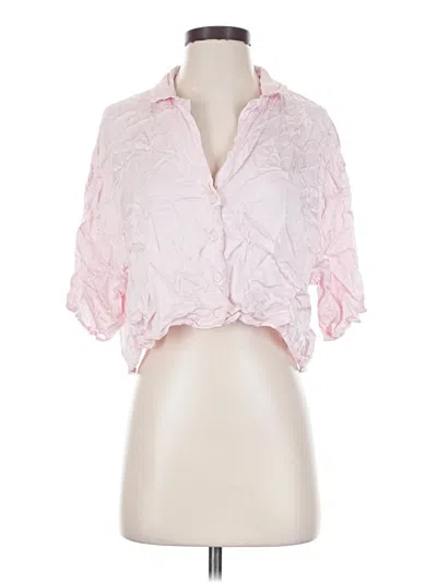 Pre-owned Zara Short Sleeve Blouse In Pink