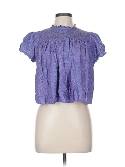 Pre-owned Zara Short Sleeve Blouse In Purple