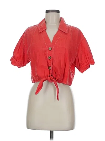 Pre-owned Zara Short Sleeve Blouse In Red