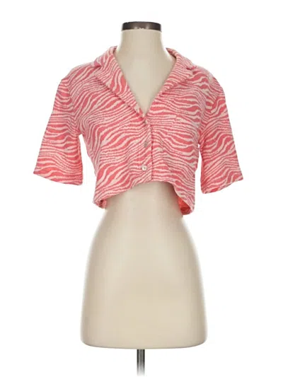 Pre-owned Zara Short Sleeve Blouse In Red