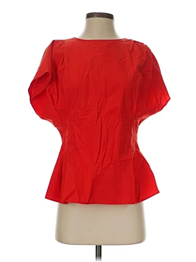 Pre-owned Zara Short Sleeve Blouse In Red