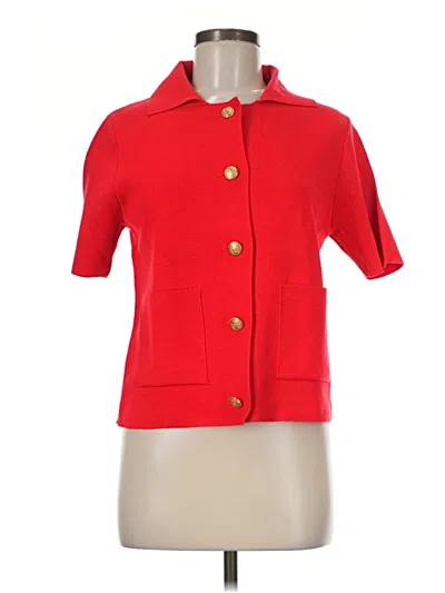 Pre-owned Zara Short Sleeve Blouse In Red