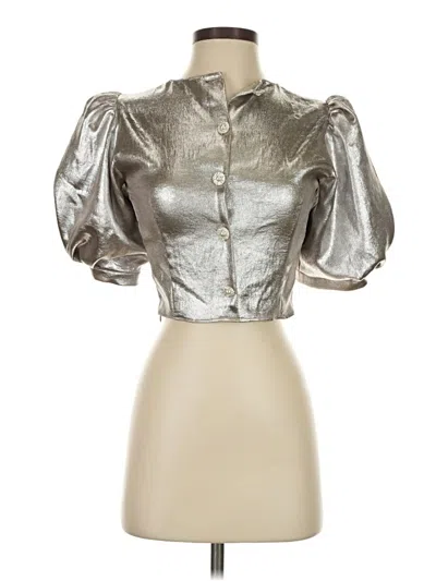 Pre-owned Zara Short Sleeve Blouse In Silver