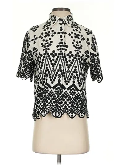 Pre-owned Zara Short Sleeve Blouse In Silver